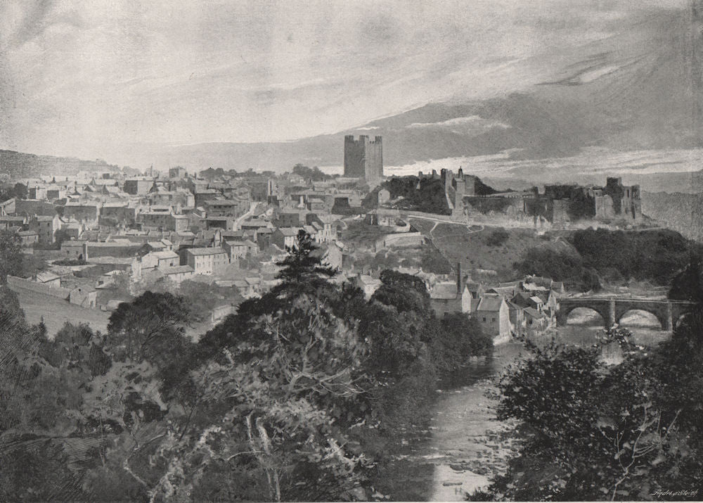 RICHMOND. View of the town. Yorkshire 1900 old antique vintage print picture